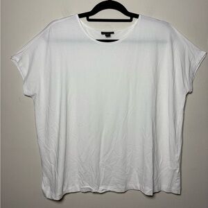 J Jill Wearever Basic White Short Sleeve T-Shirt Size L
